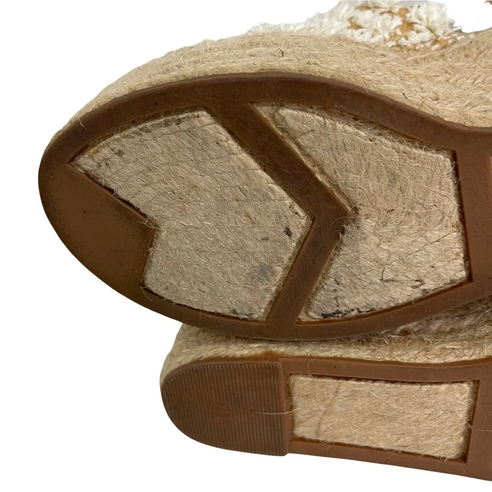 Marc Fisher Tan and White Espadrille Wedge Sandals